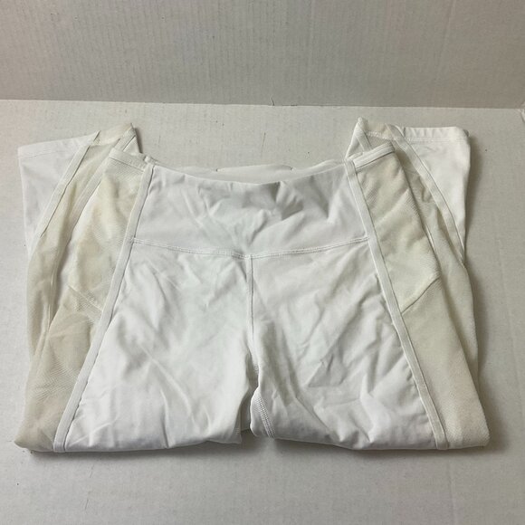 Lululemon Wunder Under Cropped High Rise Leggings 10 White Flocked - Picture 1 of 8